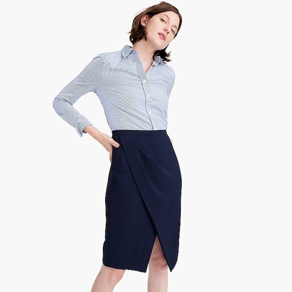Petite asymmetrical‎ pencil skirt in Japanese Cupro
